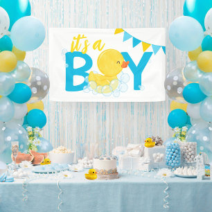 It's a Boy Watercolor Rubber Duck Baby Shower Banner