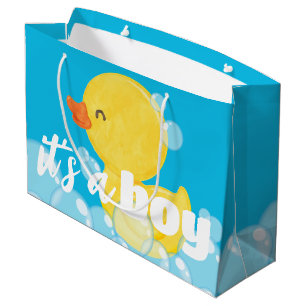 It's a Boy Watercolor Rubber Ducky Large Gift Bag