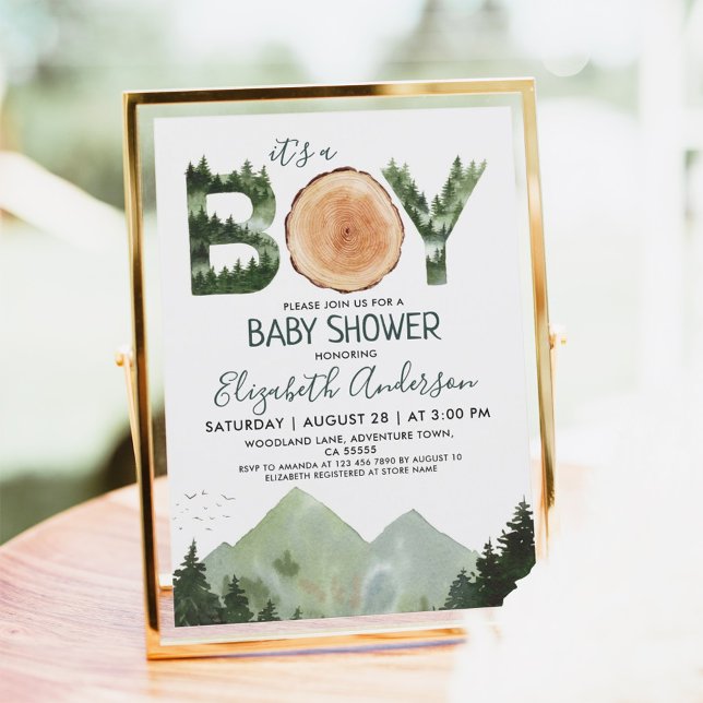 It's a Boy Watercolor Woodland Baby Shower  Invitation (Creator Uploaded)