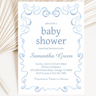 It's a Boy Wavy Border Baby Shower Invitation