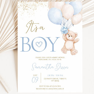 It's a Boy We Can Bearly Wait Baby Shower Invitation
