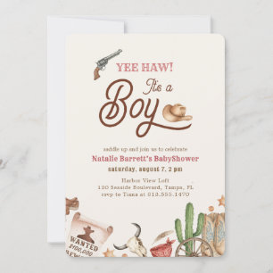 It's a Boy Western Cowboy Baby Shower Invitation