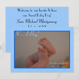 It's a Boy Wiggly Toes Photo Birth Announcements