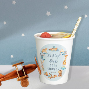 It's A Boy Wooden   Stuffed Toys Baby Shower Paper Cups