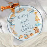 It's A Boy Wooden | Stuffed Toys Baby Shower Paper Plate<br><div class="desc">Introducing a delightful and charming Baby Shower design, perfect for celebrating the arrival of a baby boy. This design showcases a whimsical arrangement of various wooden blocks, adorable transport toys, and cuddly stuffed animals, creating an enchanting scene that will captivate everyone's hearts. The centerpiece of this design is an assortment...</div>