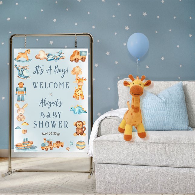 It's A Boy Wooden | Stuffed Toys Baby Shower Poster (Creator Uploaded)