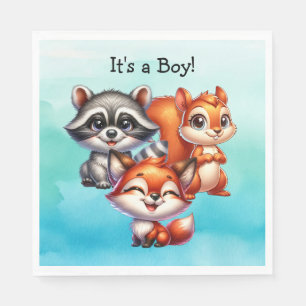 It's a Boy   Woodland Creatures Baby Shower Napkin