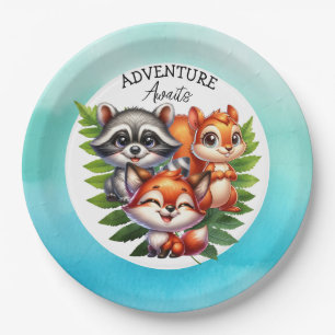 It's a Boy Woodland Creatures Baby Shower Paper Plate