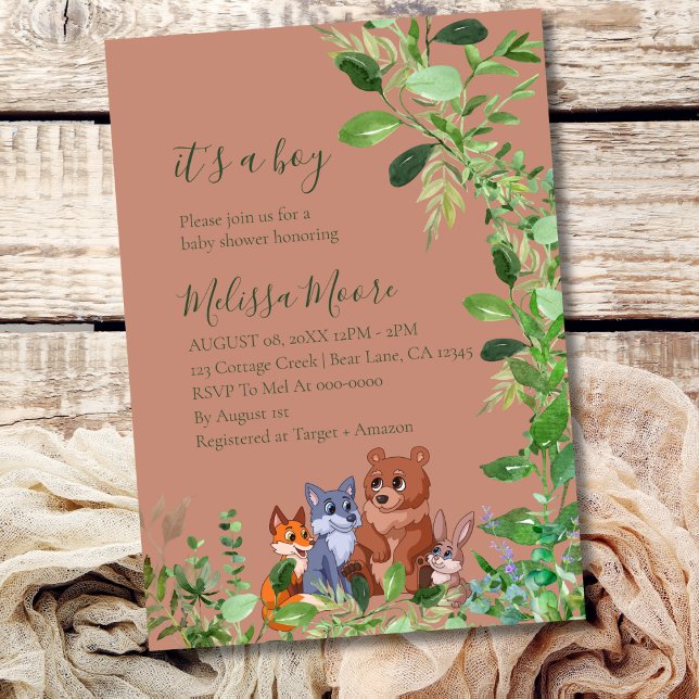 It's a boy woodland forest baby animal friends invitation (Creator Uploaded)