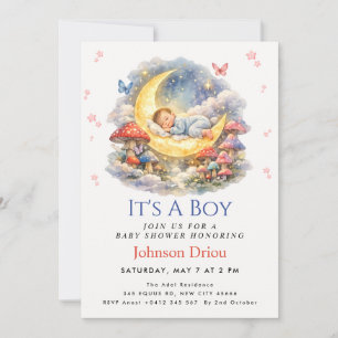 It's a Boy Woodland Mushroom Baby Shower Invitation