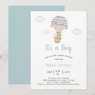 It's a Boy Woodland Teddy Bear Baby Shower Invitation