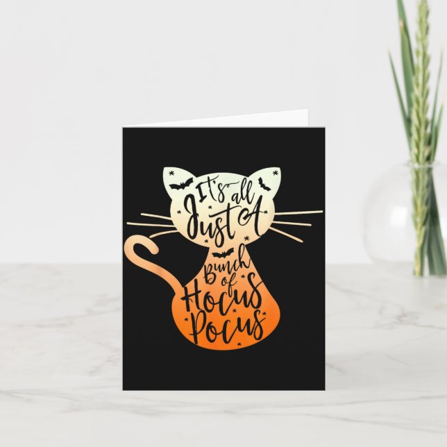 Its A Bunch Of Hocus Pocus Halloween Black Cat Card (Front)