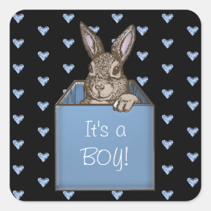it's a bunny boy! square sticker