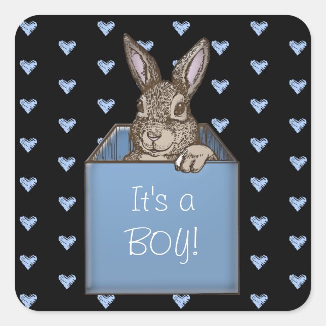 it's a bunny boy! square sticker (Front)