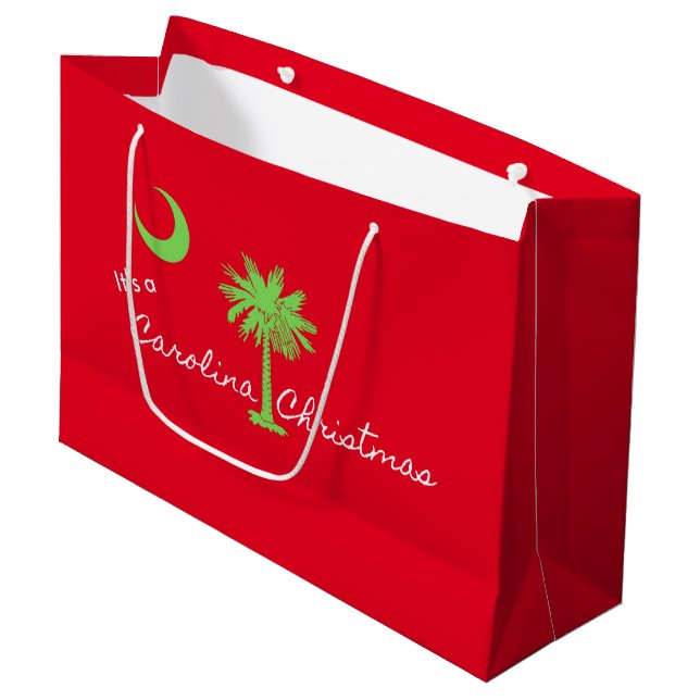 It's A Carolina Christmas South Carolina Holiday  Large Gift Bag (Front Angled)