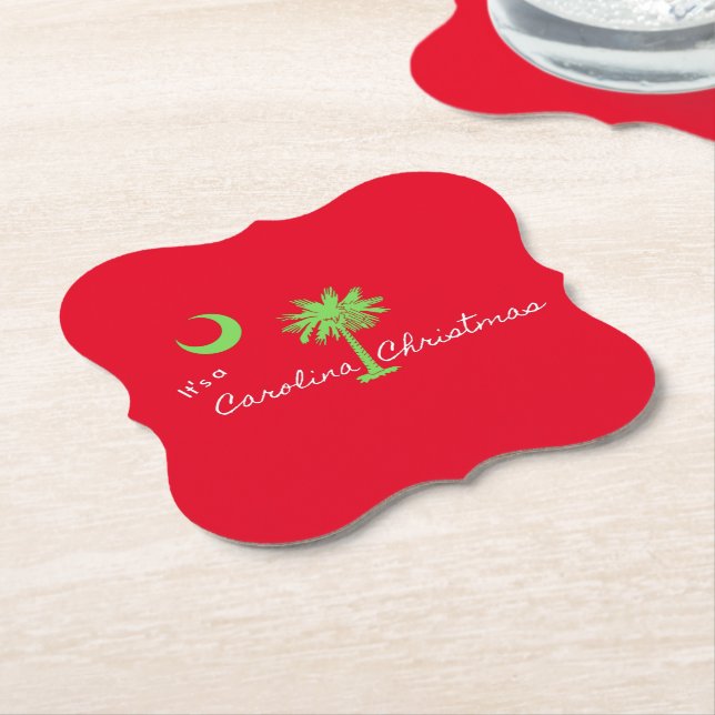 It's A Carolina Christmas South Carolina Holiday  Paper Coaster (Angled)