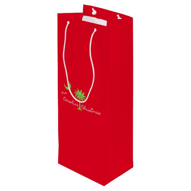 It's A Carolina Christmas South Carolina Holiday  Wine Gift Bag (Back Angled)