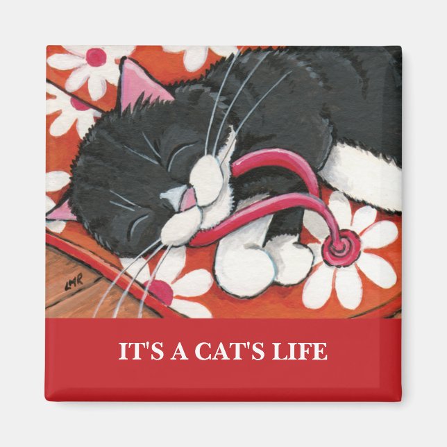It's A Cat's Life | Personalizable Cat Art Magnet (Front)