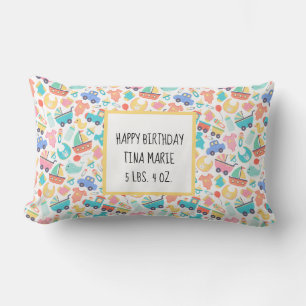 It's a Colourful Baby Shower Light Personalised Lumbar Cushion
