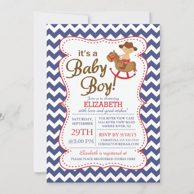 It's a COWBOY Boys Baby Shower Invitation (Front)