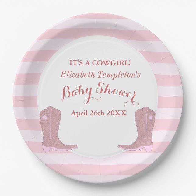 It's a Cowgirl Country Baby Shower Plates (Front)