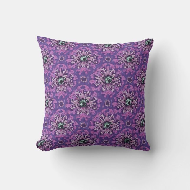 It's a cushion with a bright floral pattern on a p (Front)