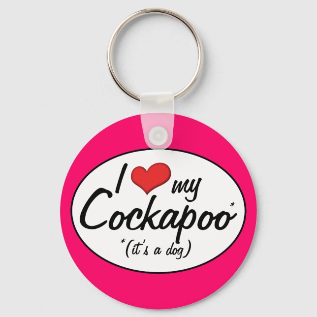 It's a Dog! I Love My Cockapoo Key Ring (Front)