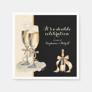 It's a Double Celebration Gold Champagne Party Napkin