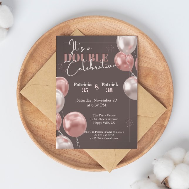 It's a Double Celebration Joint Birthday Elegant Invitation (Creator Uploaded)