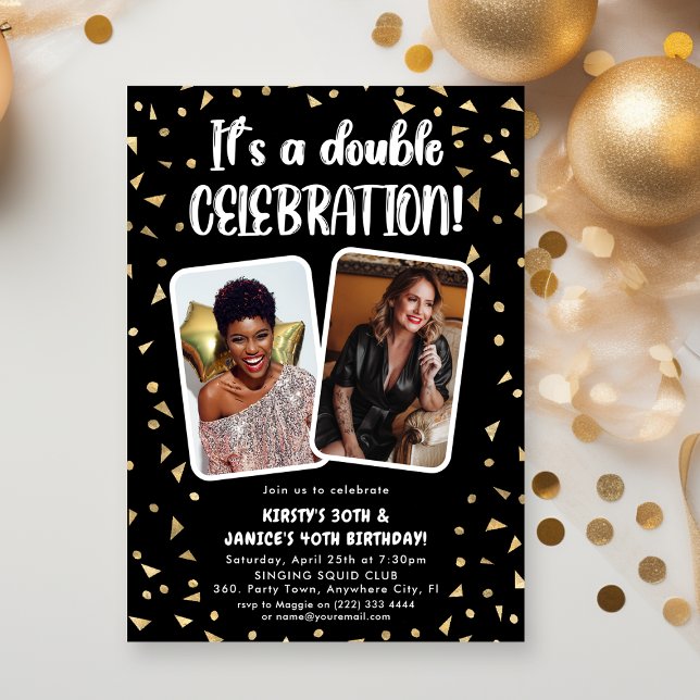 It's a Double Celebration Photo Birthday Party Invitation (Creator Uploaded)