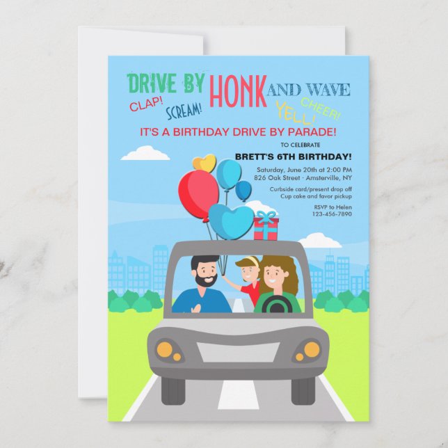 It's A Drive By Birthday Parade Invitation (Front)