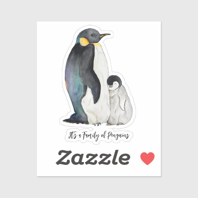 It's a family of penguins watercolor drawing (Sheet)