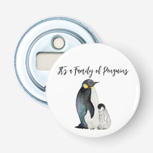 It's a family of penguins watercolor drawing bottle opener