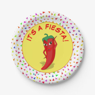 It's A Fiesta With Confetti Pattern Paper Plate