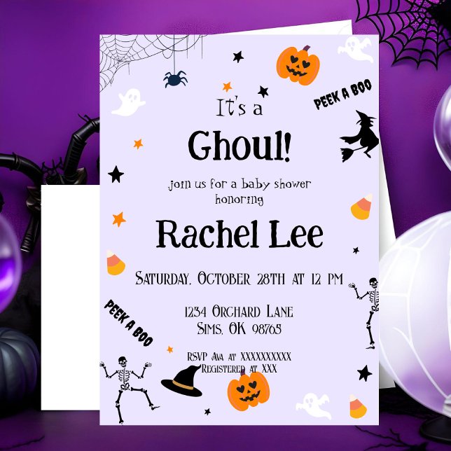 It's a Ghoul Halloween Baby Girl Shower Invitation (Creator Uploaded)