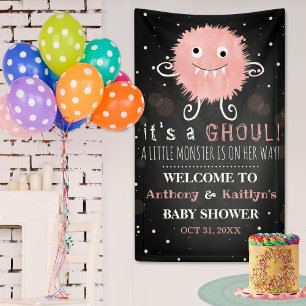 It's A Ghoul! Little Monster Halloween Baby Shower Banner