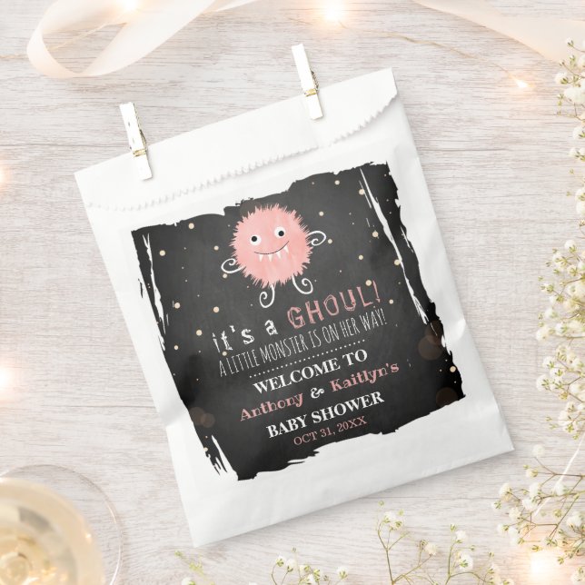 It's A Ghoul! Little Monster Halloween Baby Shower Favour Bags (Clipped)
