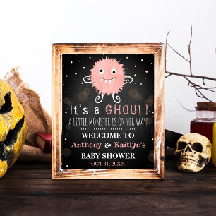 It's A Ghoul! Little Monster Halloween Baby Shower Poster