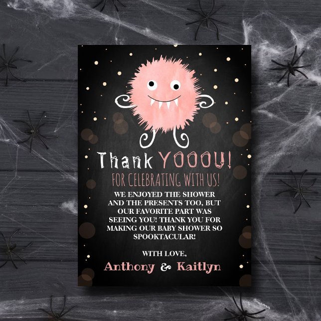 It's A Ghoul! Little Monster Halloween Baby Shower Thank You Card (Creator Uploaded)