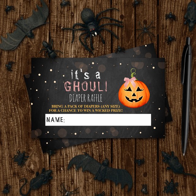 It's A Ghoul! Little Pumpkin Halloween Baby Shower Enclosure Card (Creator Uploaded)