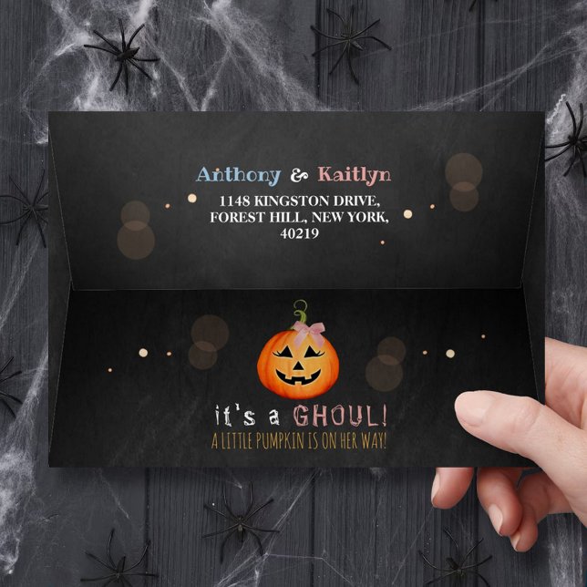 It's A Ghoul! Little Pumpkin Halloween Baby Shower Envelope (Creator Uploaded)