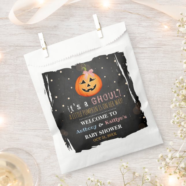 It's A Ghoul! Little Pumpkin Halloween Baby Shower Favour Bags (Clipped)