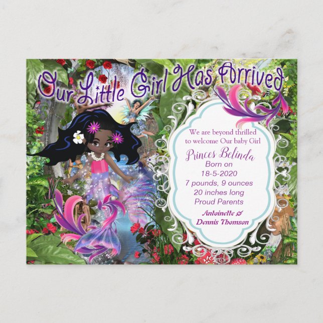 It's a Girl - A Fairy Mermaid Baby Postcard (Front)