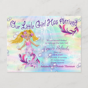 It's a Girl - A Mermaid Baby Postcard
