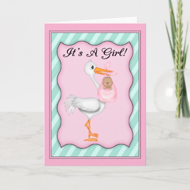 It's a Girl African American  Baby Announcement (Front)