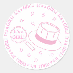 It's a Girl! announcement Classic Round Sticker