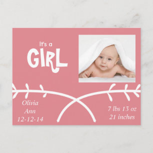 It's a GIRL! Announcement Postcard