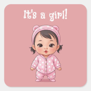 It's a Girl! (Asian) Square Sticker