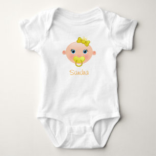 It's a Girl Baby Face Yellow Bodysuit