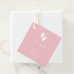 Its a Girl Baby Footprint Cute Pink Baby Shower Favour Tags